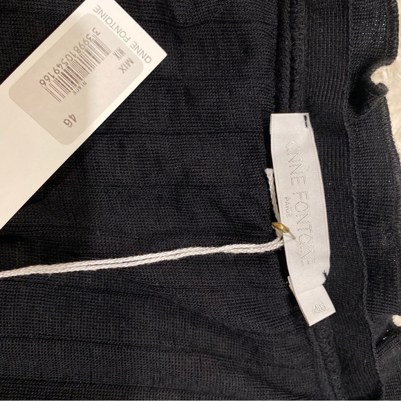 Anne Fontaine black ruffled wool button down sweater size 14 - Picture 7 of 12